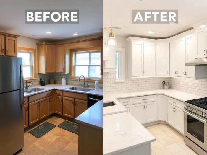 Before and after comparison of a bath and kitchen design project in Clear Lake Shores Before and after comparison of a bath and kitchen design project in Clear Lake Shores