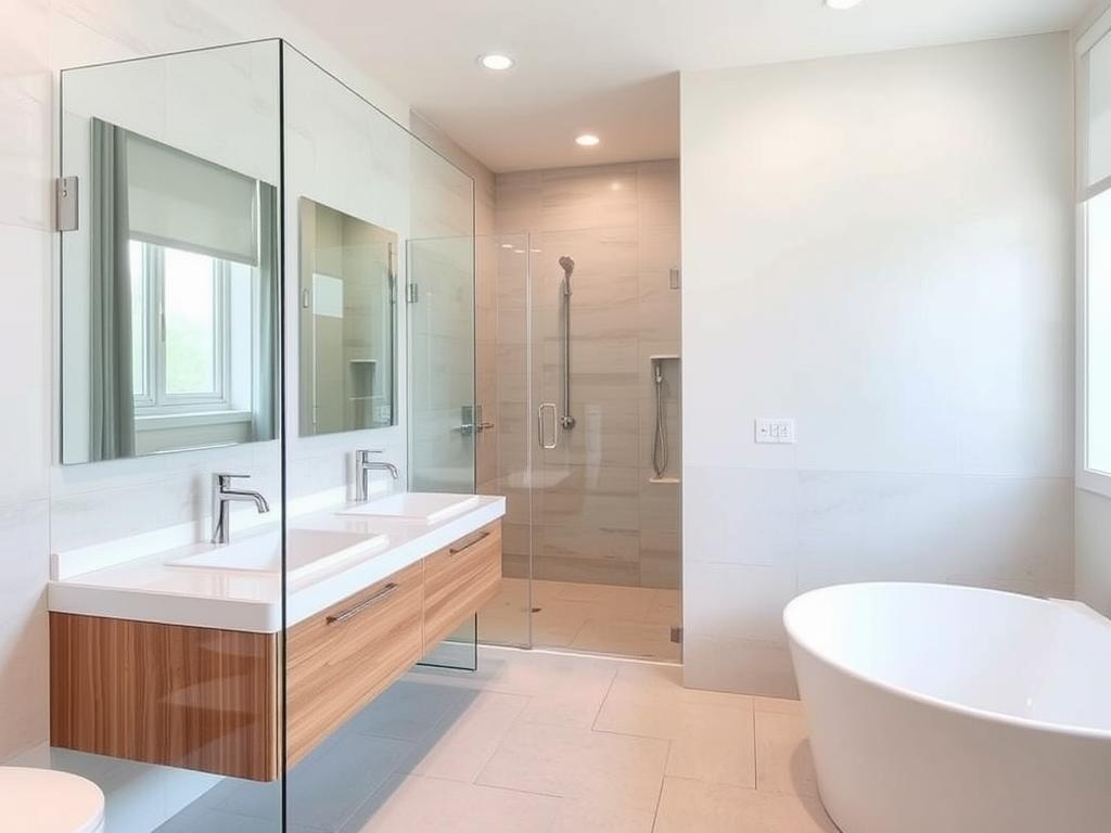 Complete bathroom renovation in League City showing modern shower and vanity installation