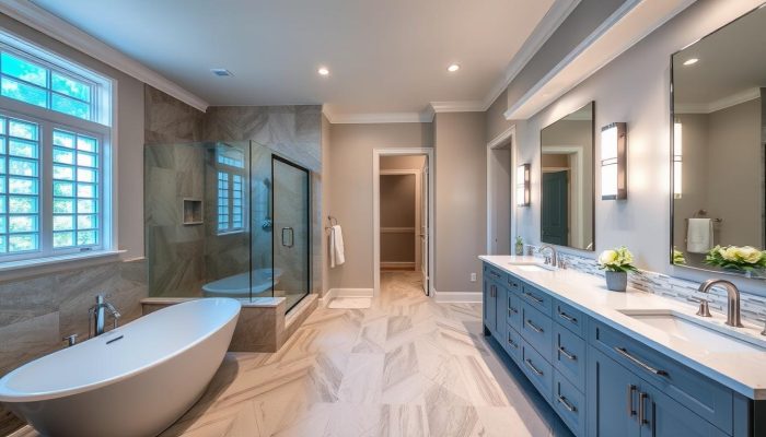 Completed luxury bath remodeling project by DMV Kitchen & Bath in Clear Lake Shores Completed luxury bath remodeling project by DMV Kitchen & Bath in Clear Lake Shores