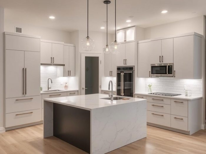 Contemporary kitchen remodel with island in Clear Lake Texas