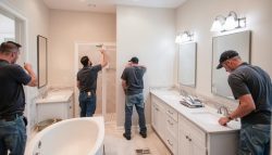 DMV Kitchen & Bath team working on a bathroom remodeling project in League City