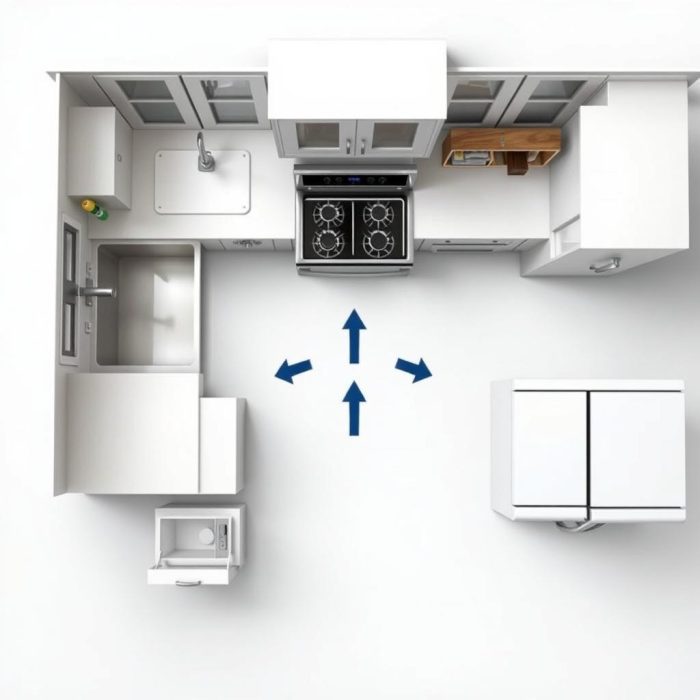 Kitchen layout optimization with work triangle concept Kitchen layout optimization with work triangle concept