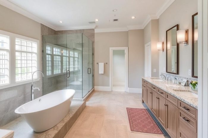 Luxury master bathroom with freestanding tub and walk-in shower Luxury master bathroom with freestanding tub and walk-in shower