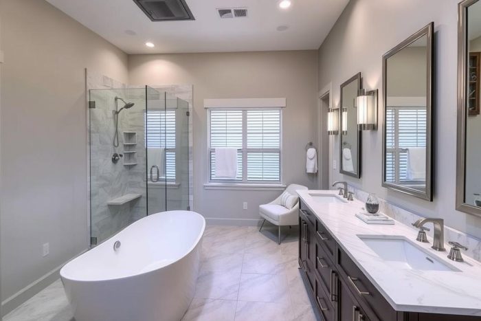 Modern bathroom remodel by Clear Lake contractors Modern bathroom remodel by Clear Lake contractors