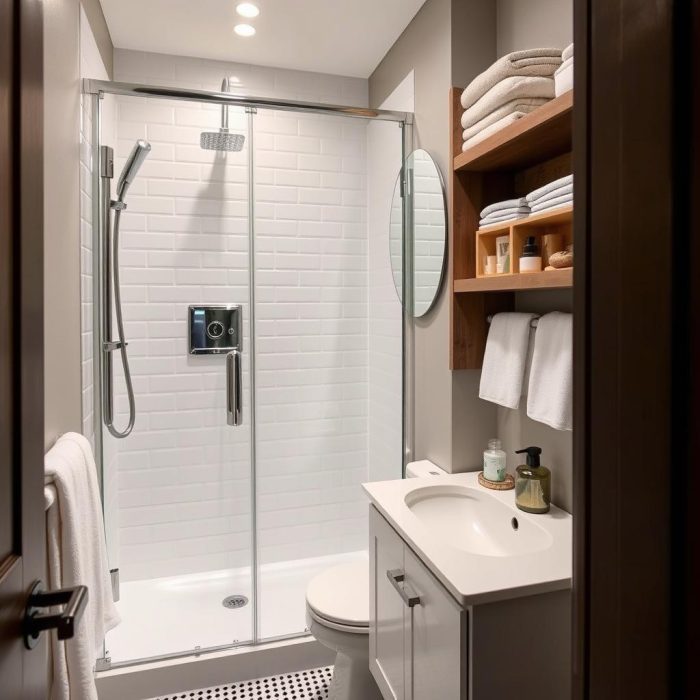Space-efficient guest bathroom design Space-efficient guest bathroom design